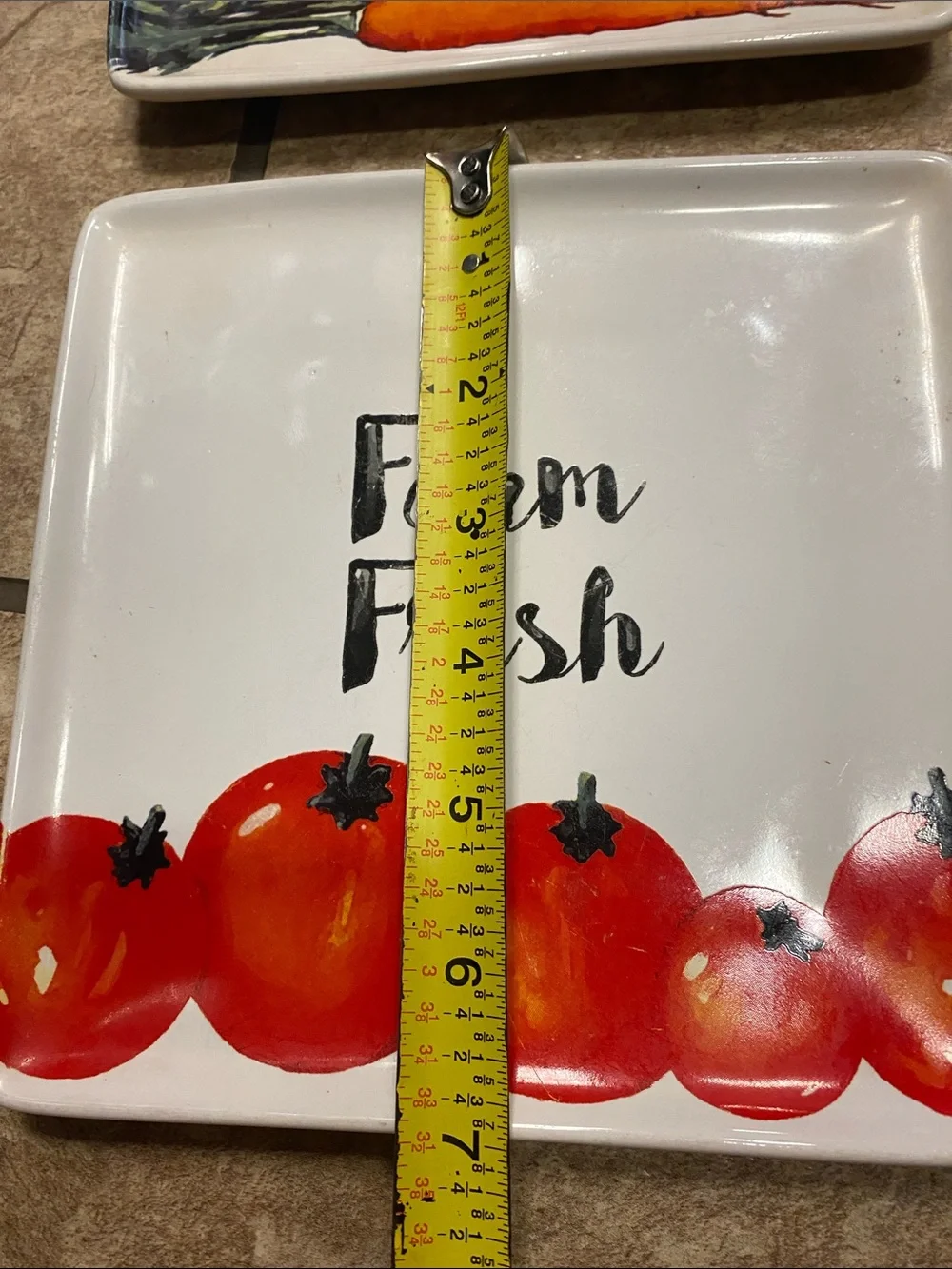 Farm Fresh Ceramic Serving /Sandwich Plates - White, Red & Orange
